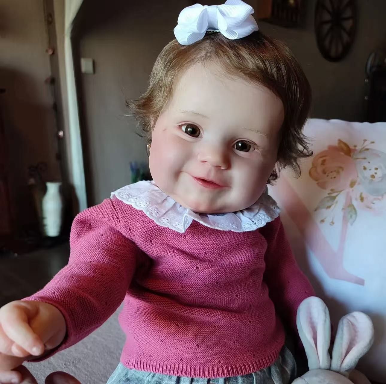New 24in Painted Weighted Reborn Baby Doll Toddler Rooted Hair Lifelike Toy Gift