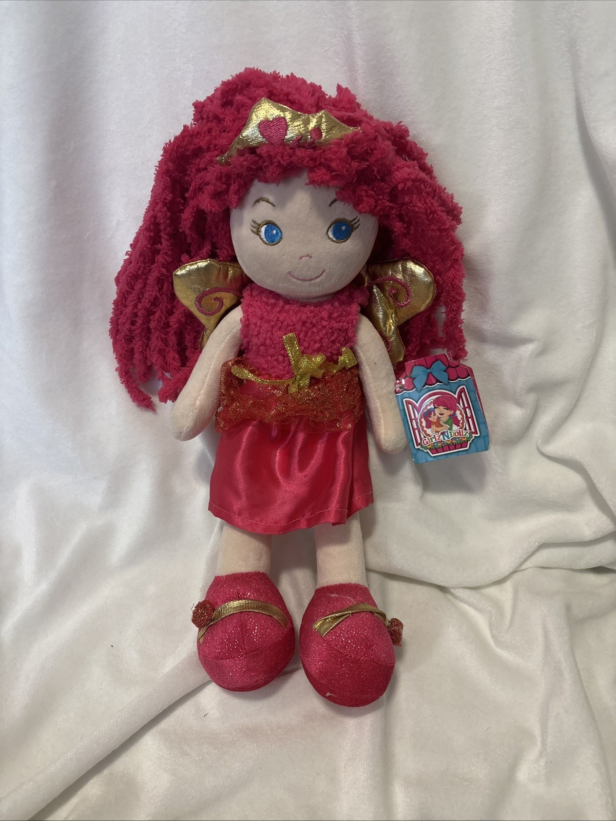 GirlznDollz Leila Fairy Princess Baby Doll 13″ Stuffed Lovey Doll Yarn Hair New