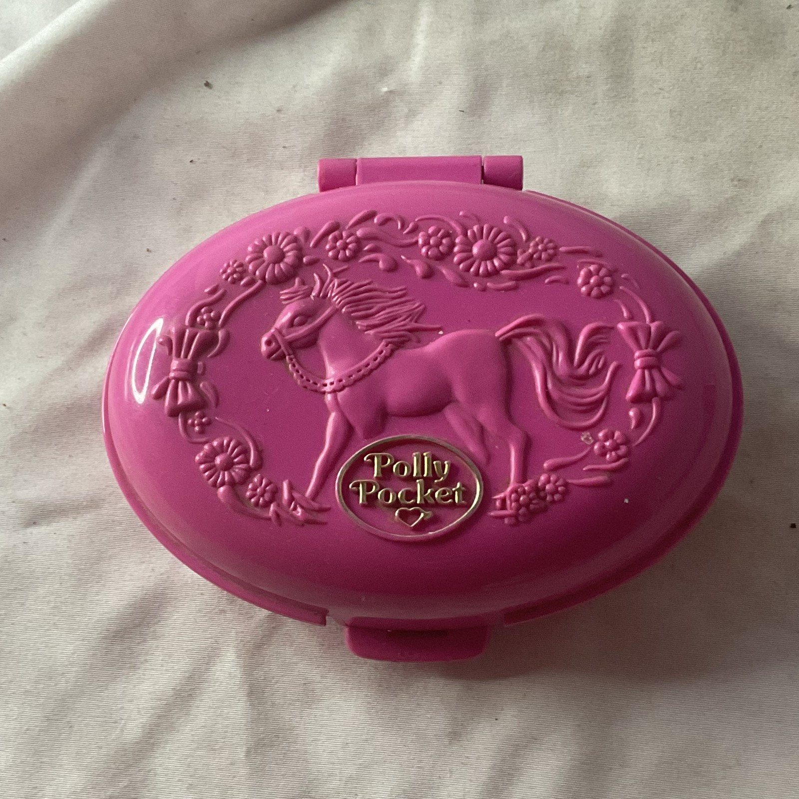 Bluebird Polly Pocket 1995 Palomino Pony Stable Compact Only VTG Pink