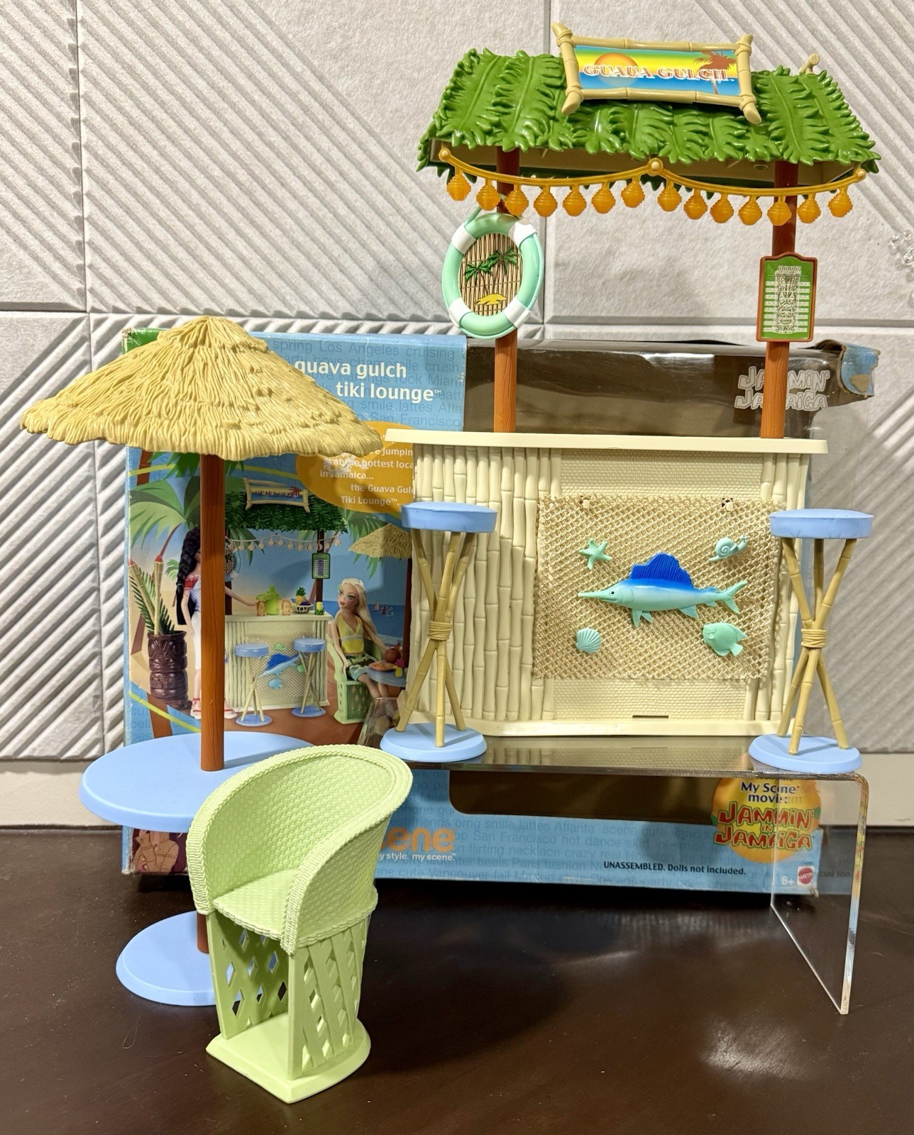 2003 Barbie My scene Jamaica Guava Gulch Tiki Lounge set- INCOMPLETE Mattel Box