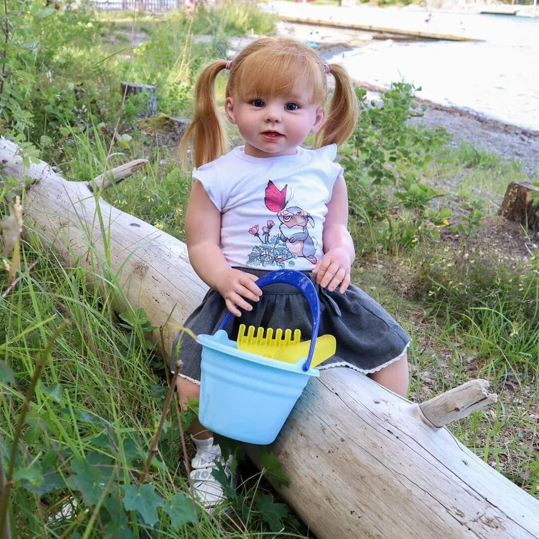 28in Reborn Dolls Handmade Toddler Lifelike Girl Straight Legs Hand-Rooted Hair
