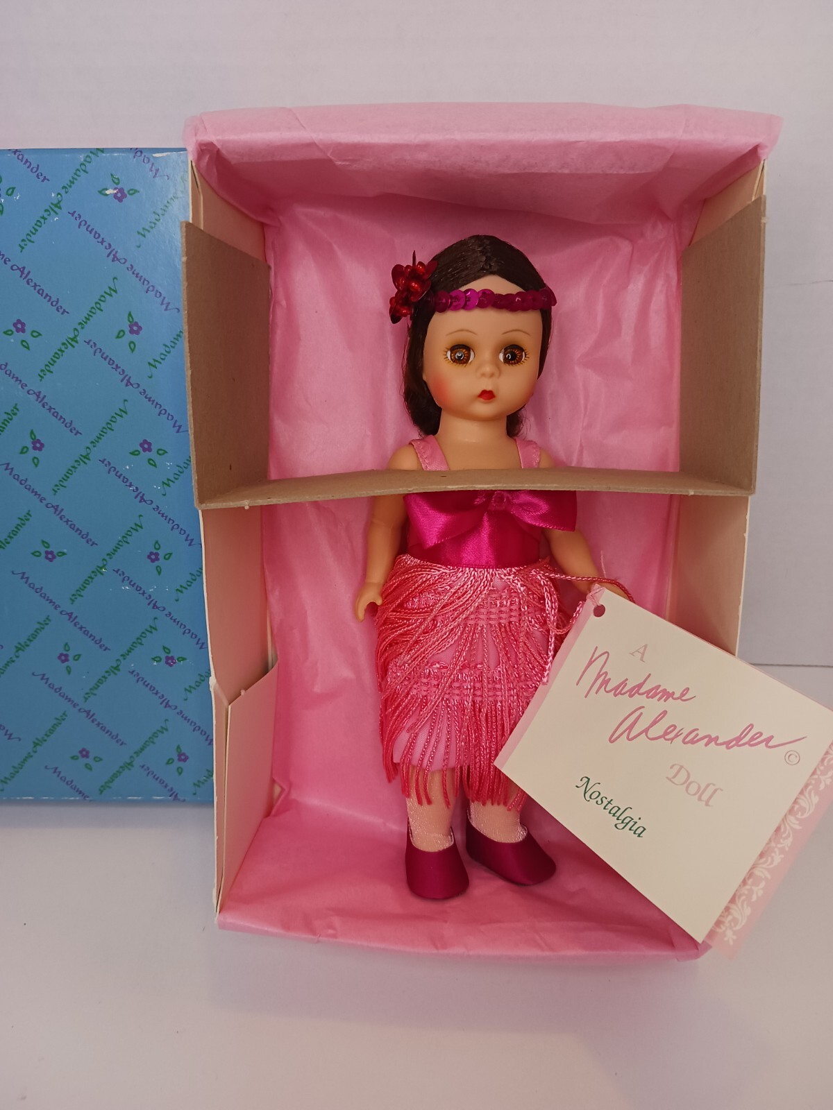 Madame Alexander Doll 8″ Flapper # 14105 Nostalgia Brunette Pink Dress