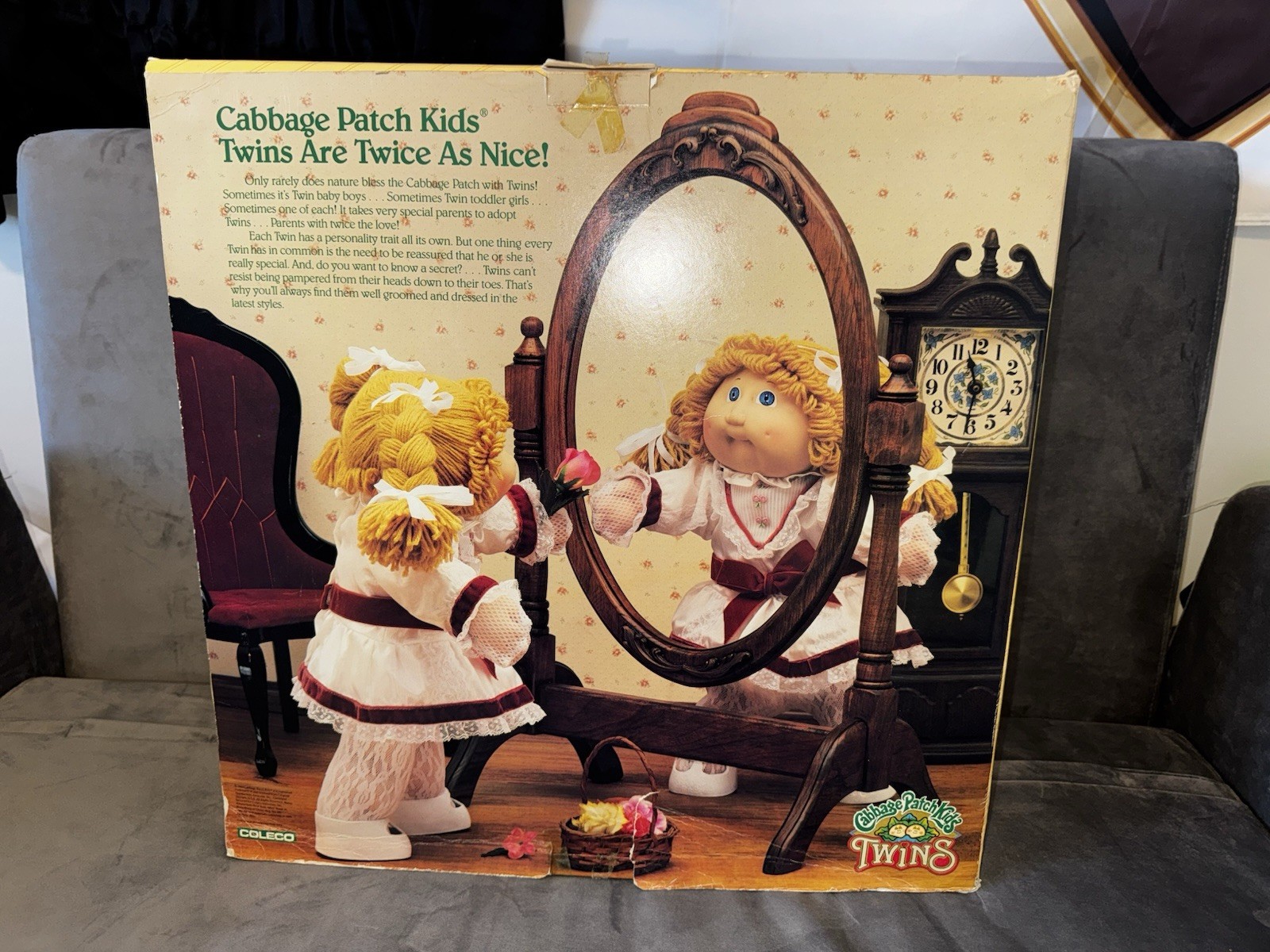 Vintage Cabbage Patch Kids Twins Boy And Girl Doll Yellow Hair Blue Eyes 1984