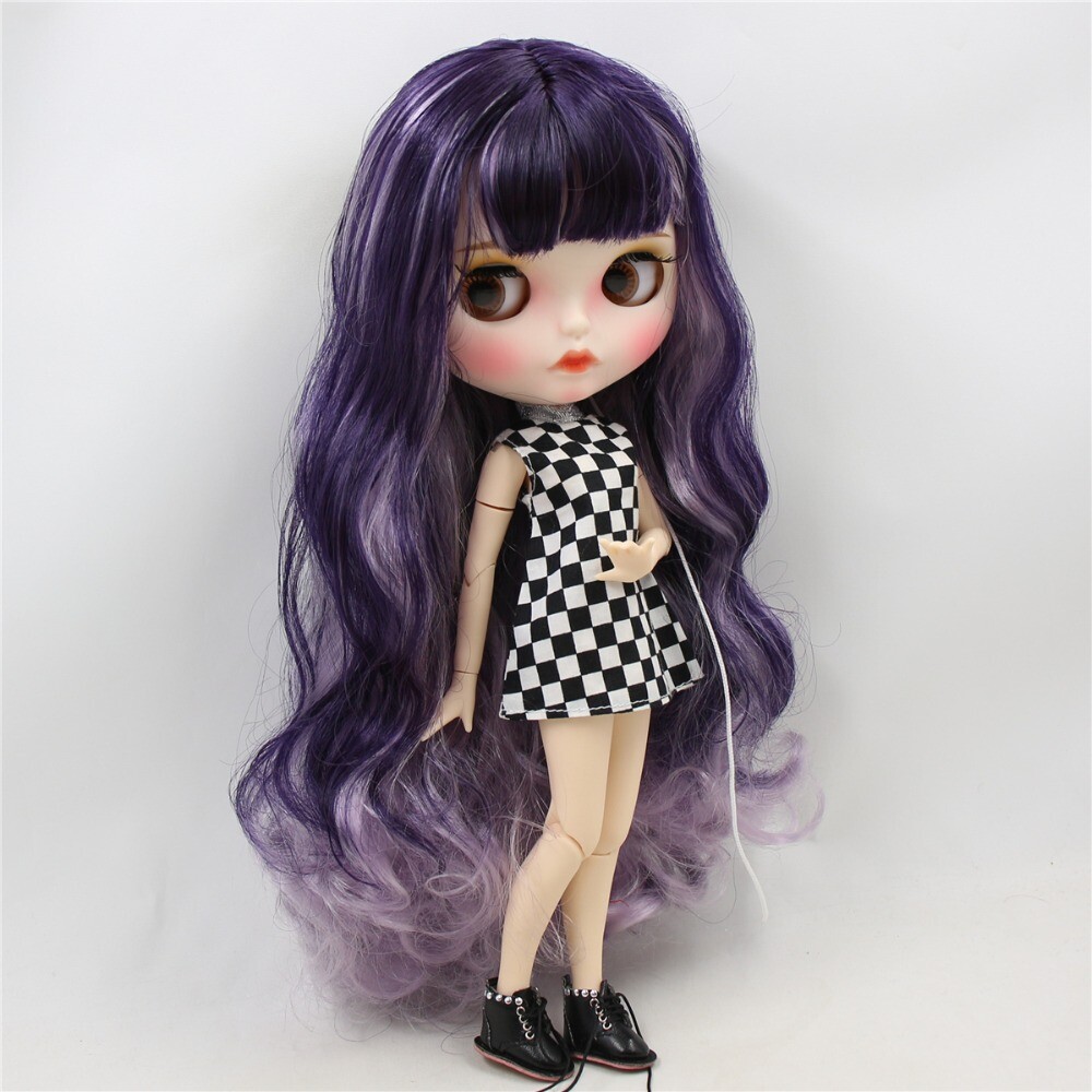 12″ Blythe factory Doll purple mix violet Hair Matte face 1/6 bjd carved lips