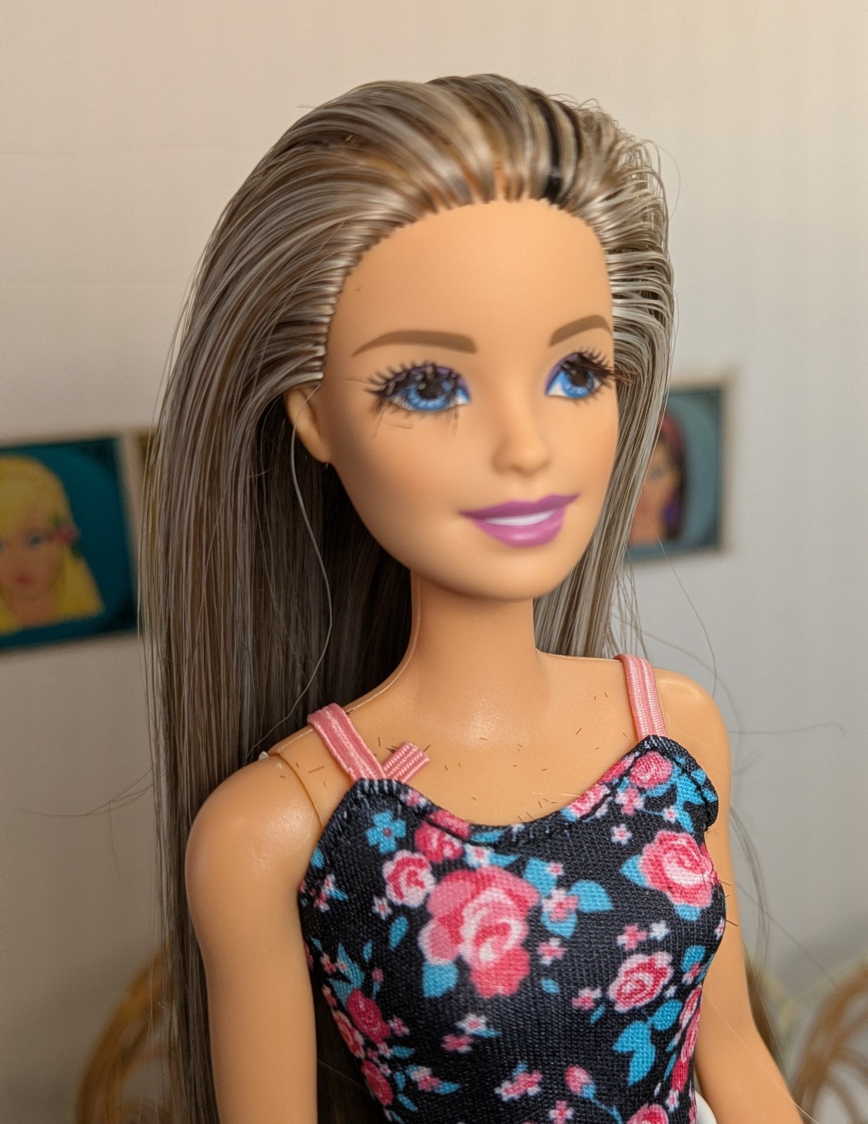 Shopping Time OOAK ReRooted Barbie Doll. Eyelashes. Extral Long Hair