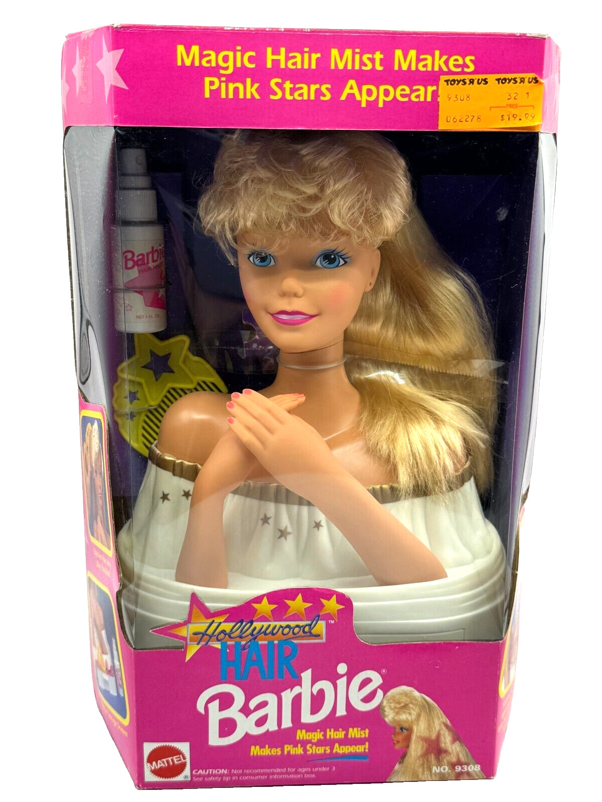 BK~ NIB BARBIE DOLL 1992 HOLLYWOOD HAIR MAGIC HAIR MIST 9308 STYLING HEAD