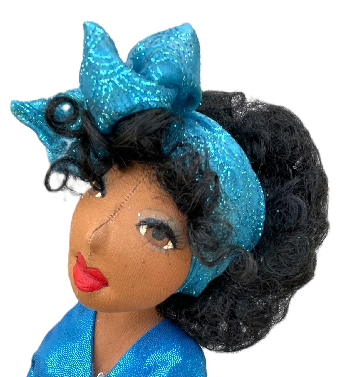 Clearance?Sequioya Handmade African American Collectible Doll | 18” Aqua Blue