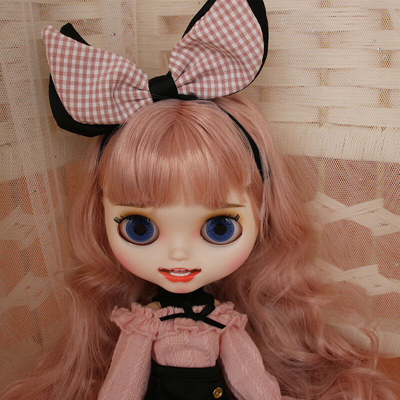 12″ Factory blythe Nude doll Carved Opening mouth with teeth long curly hair