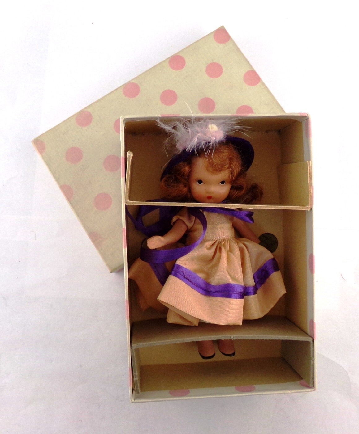 MINT 1940s Nancy Ann Story Book BISQUE Doll #131 “Elsie Marley” Frozen Leg FOIL