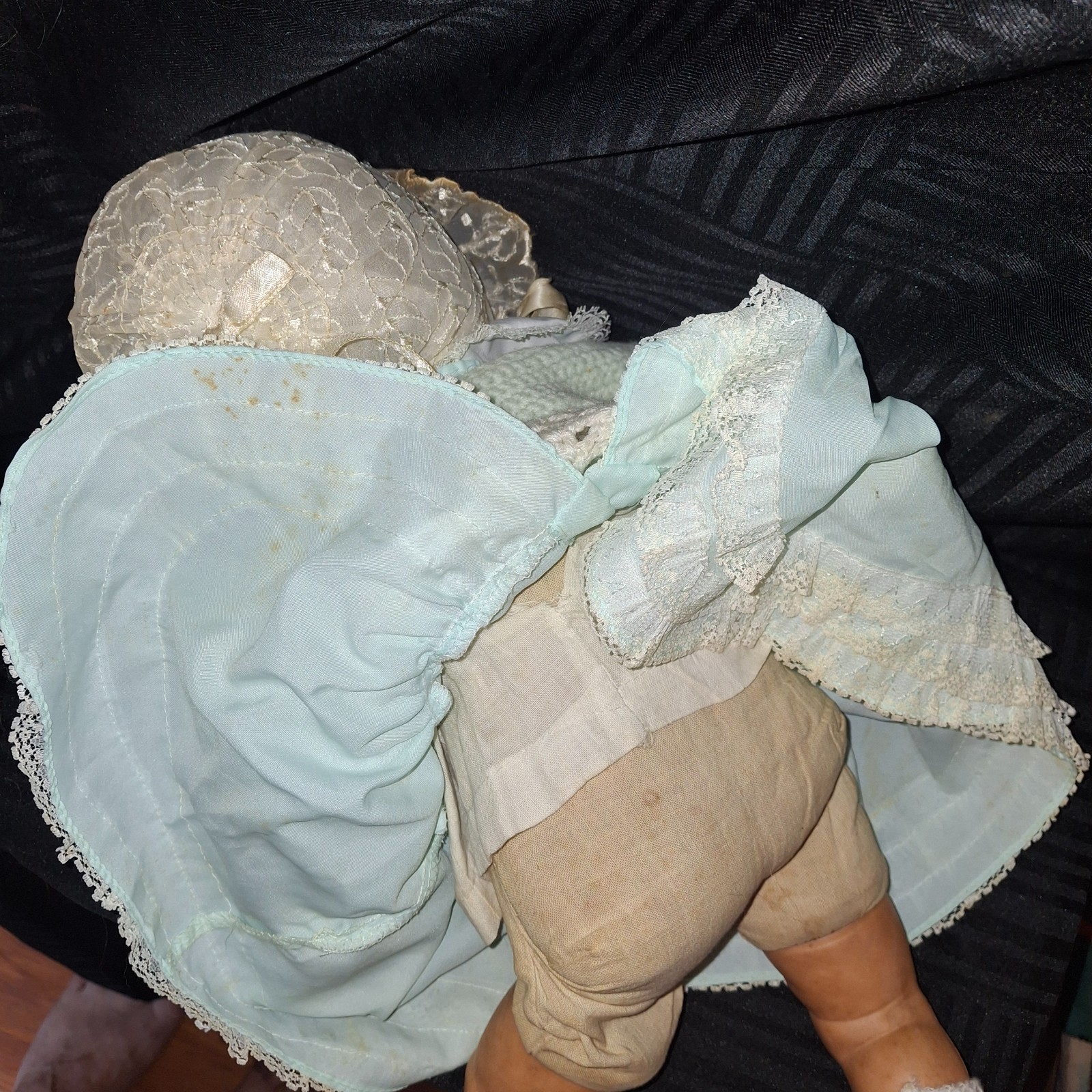 Antique 18″ Baby Doll Hard Plastic Rubber Cloth Body Sleep Eyes Teeth Marked GEN