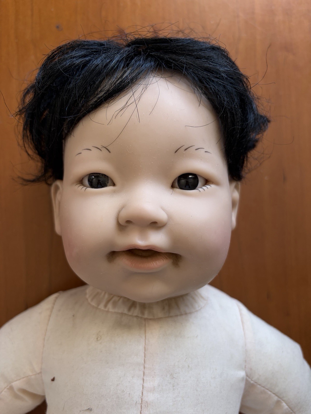 Vintage Berenguer (Spain) 20” Vinyl/Soft Body Asian Dark Eyed Doll