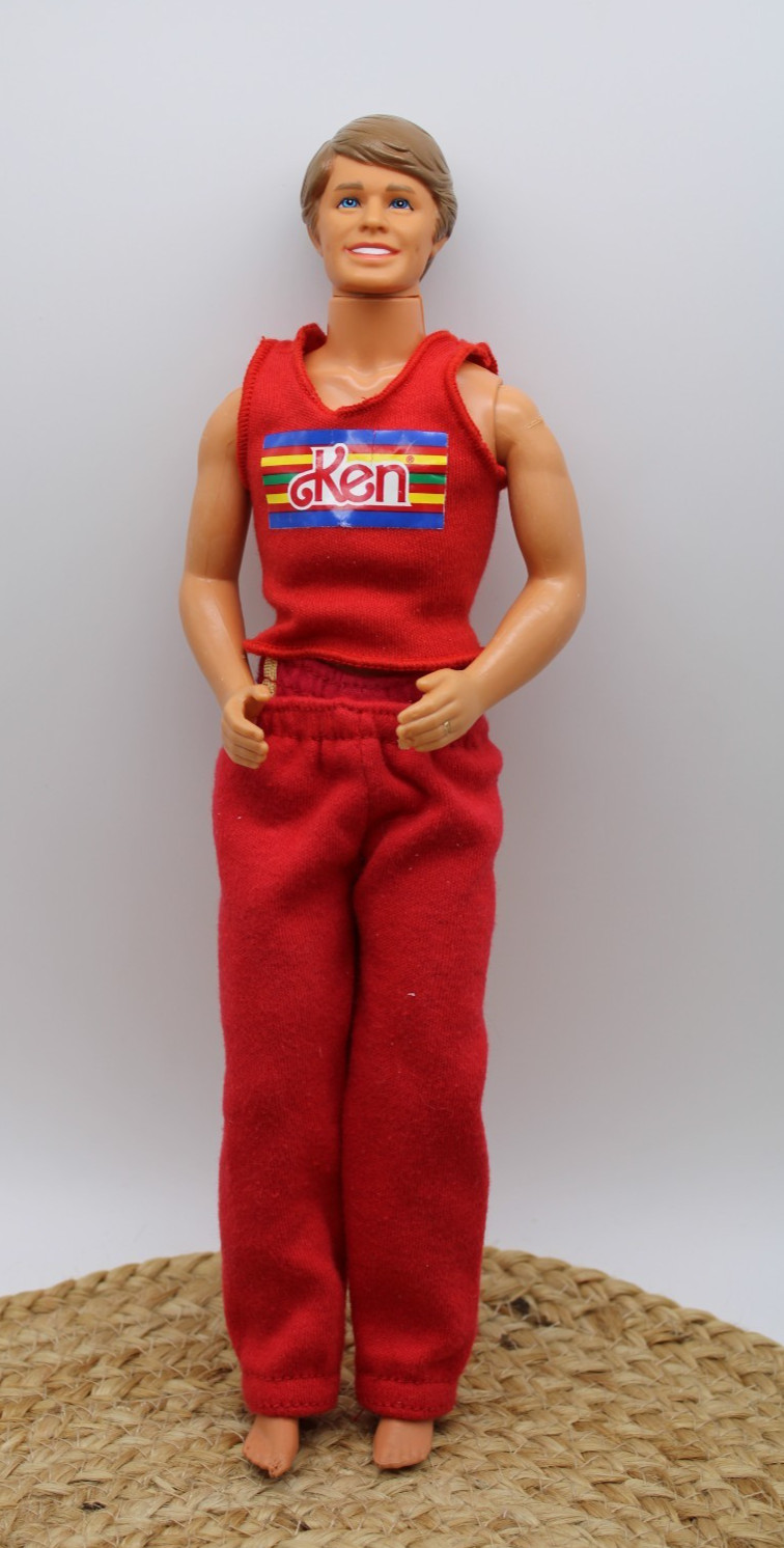 Vintage 1968 60’s ken doll hinged w/ Red 80s Mattel outfit top pant short/ READ