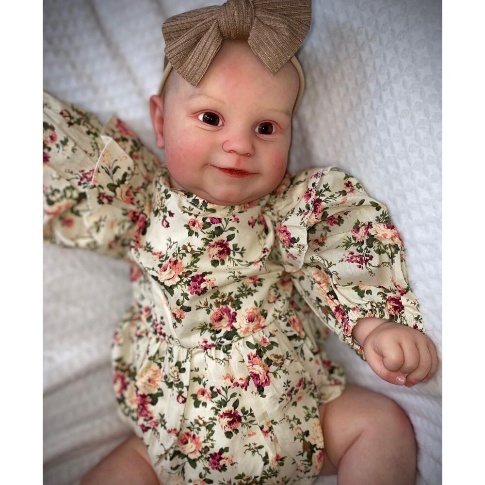 24″ Reborn Baby Doll Toddler Girl with Hand-painted Hair Cloth Body Handmade Toy