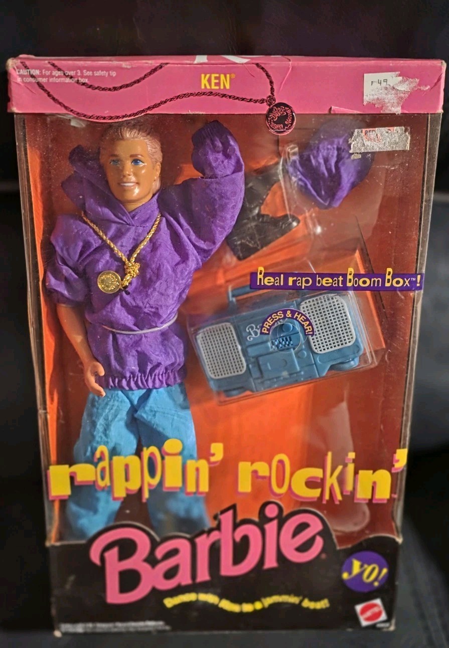 Rappin’ Rockin’ Ken Doll 1991 Mattel #4903 NEW NRFB Boom Box Barbie