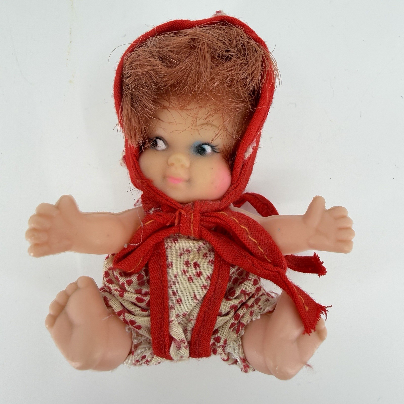Vintage 1965 Uneeda Pee Wee Doll, 3.5 in tall, Red Hair Original Clothes Rare