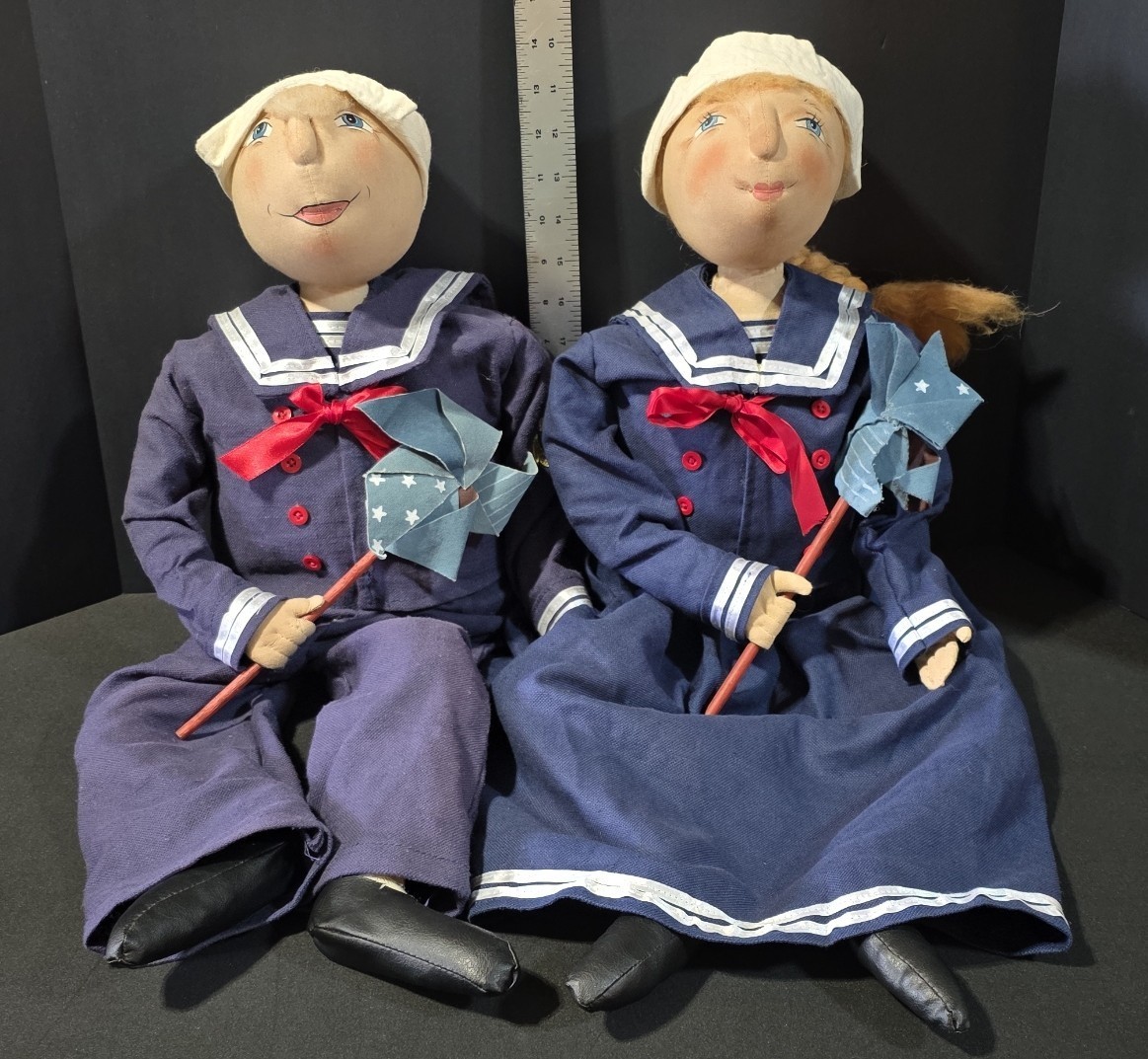 Joe Spencer Gathered Traditions Sid & Stacey Sailor Dolls Set Primitive Folk Art