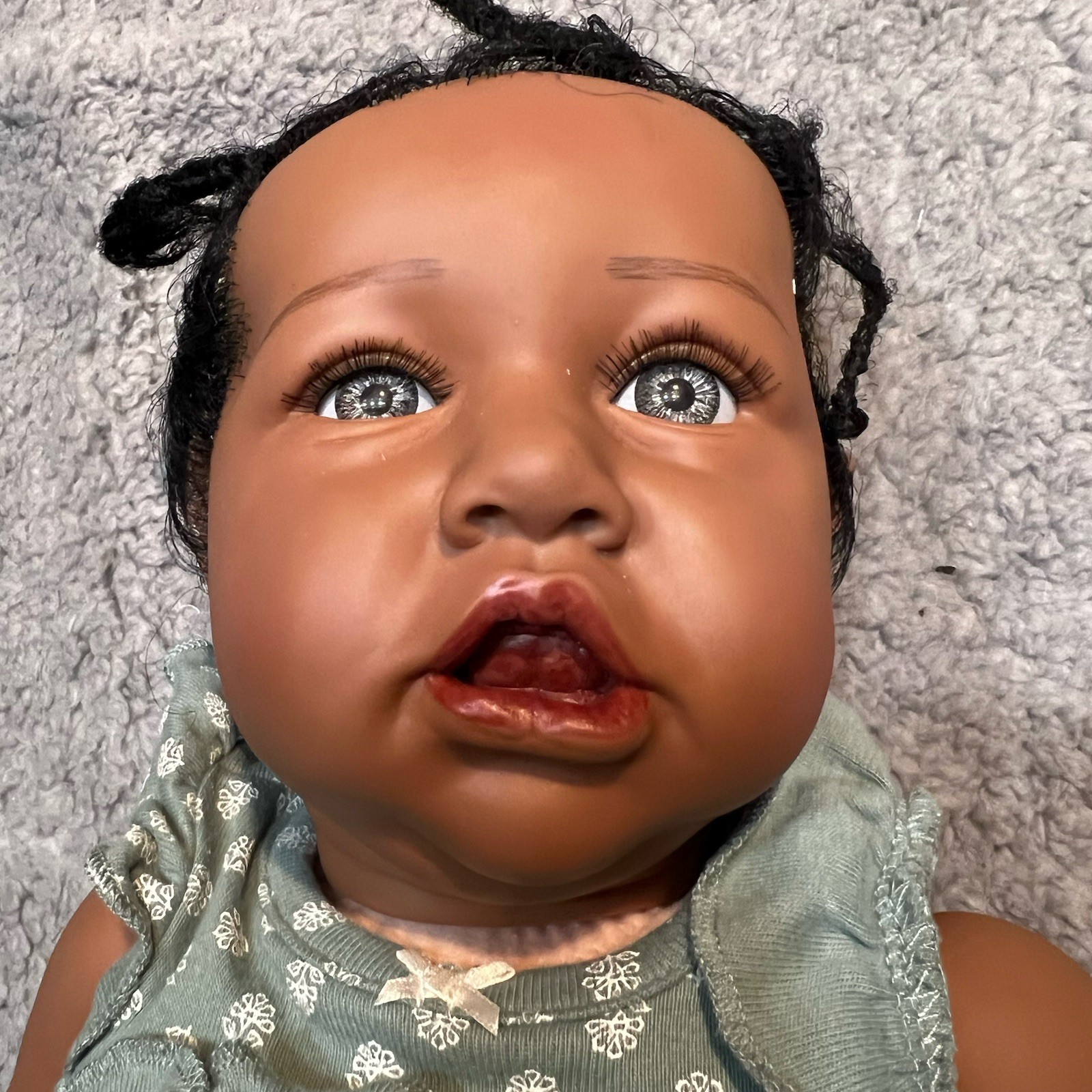 Reborn Rubber & Cloth Baby Doll Very Real Looking African American Girl 19 Inch