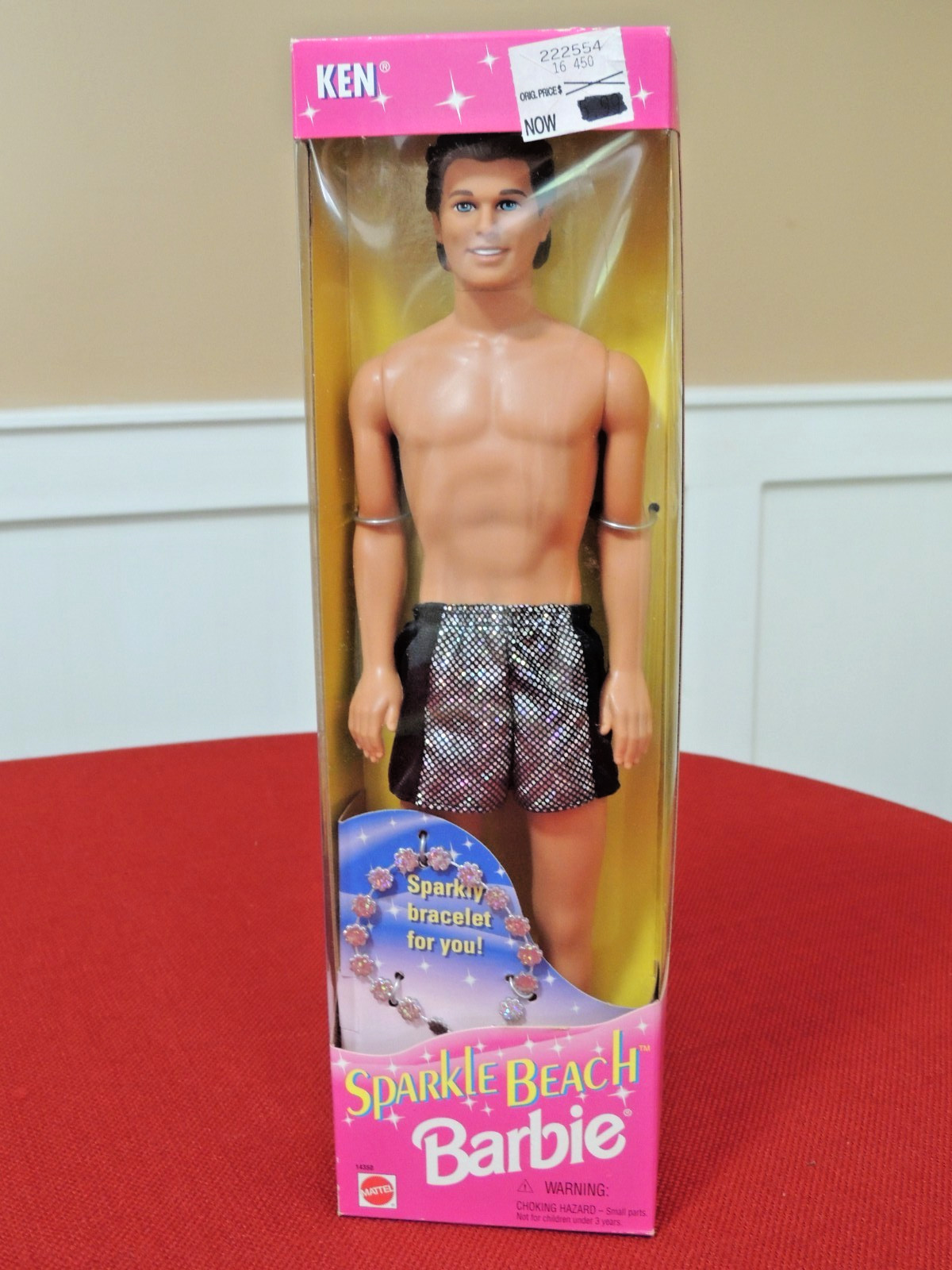 1995 Sparkle Beach Ken Doll #14350 w/Sparkly Bracelet Sealed NIB Vintage EX+