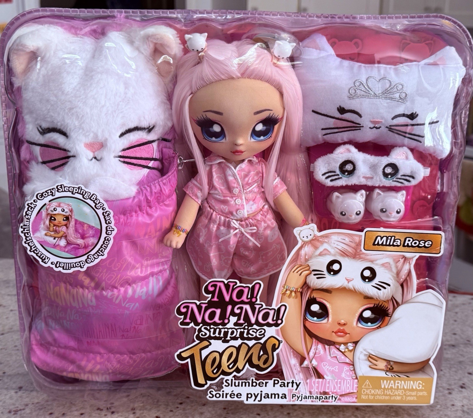 Na Na Na Surprise Teens Slumber Party Mila Rose Pink Hair Doll MGA 11″