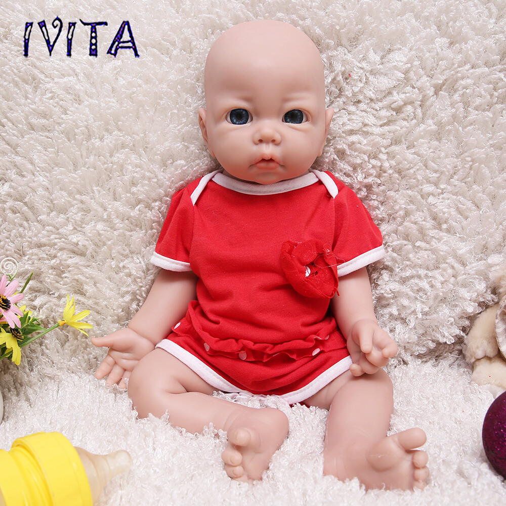 IVITA 17” Soft Silicone Reborn Baby Doll Realistic Girl Fullbody Silicone Doll