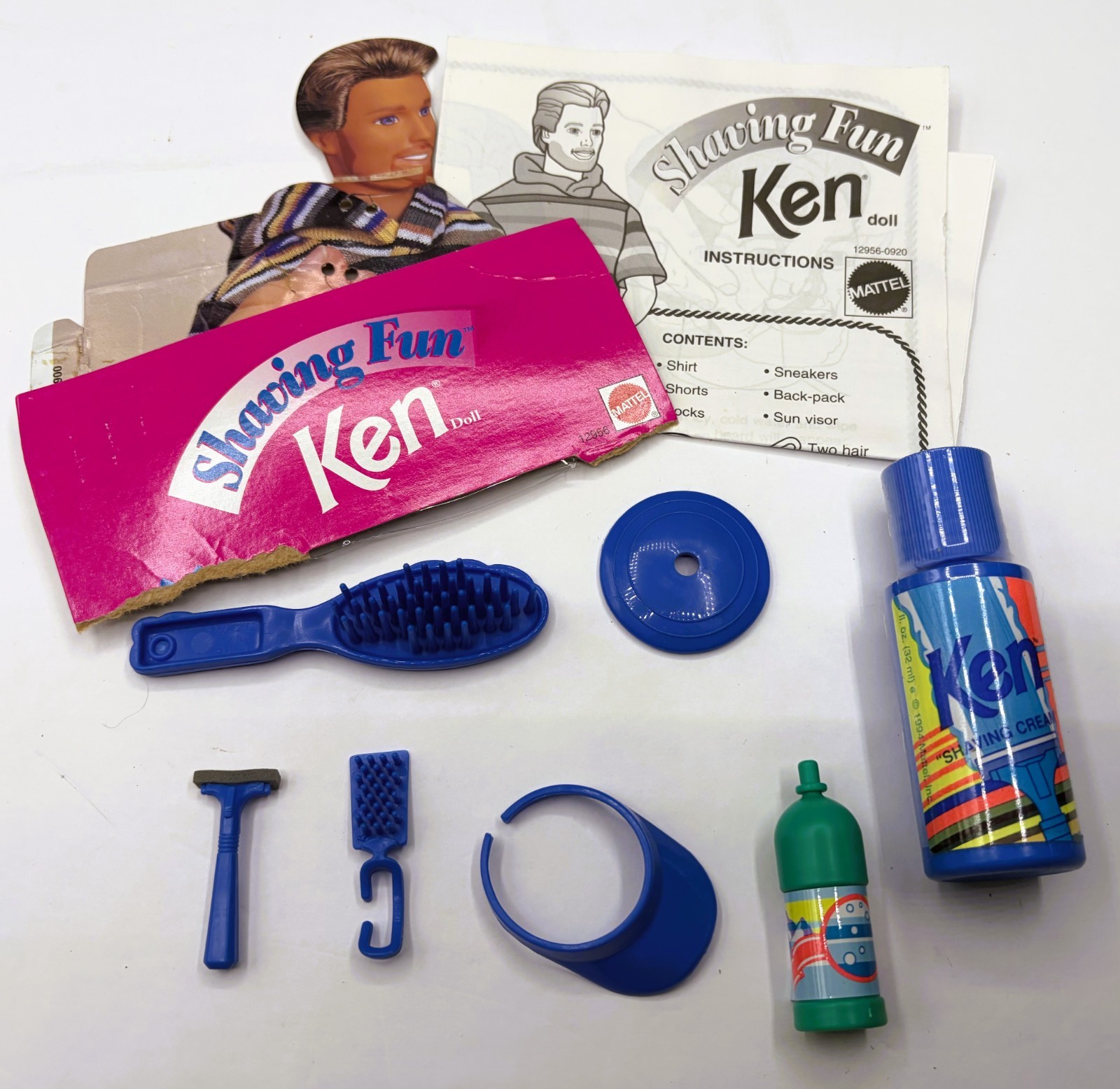 1994 Shaving Fun Ken Doll #12956 Accessories Manual Box Insert Mattel
