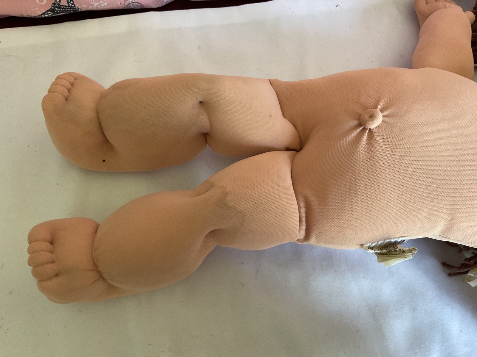 Cabbage Patch Kids Doll, Brown braided ponytails , dimples with pacifier