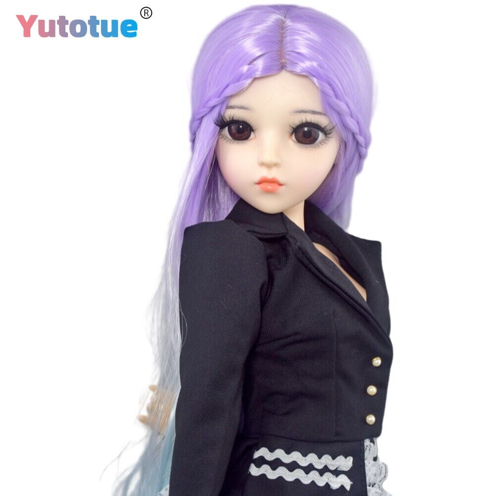 Yutotue 1/3 BJD Doll Toy 60cm Female Doll Fashion Outfits Gradient Hair Wigs Set