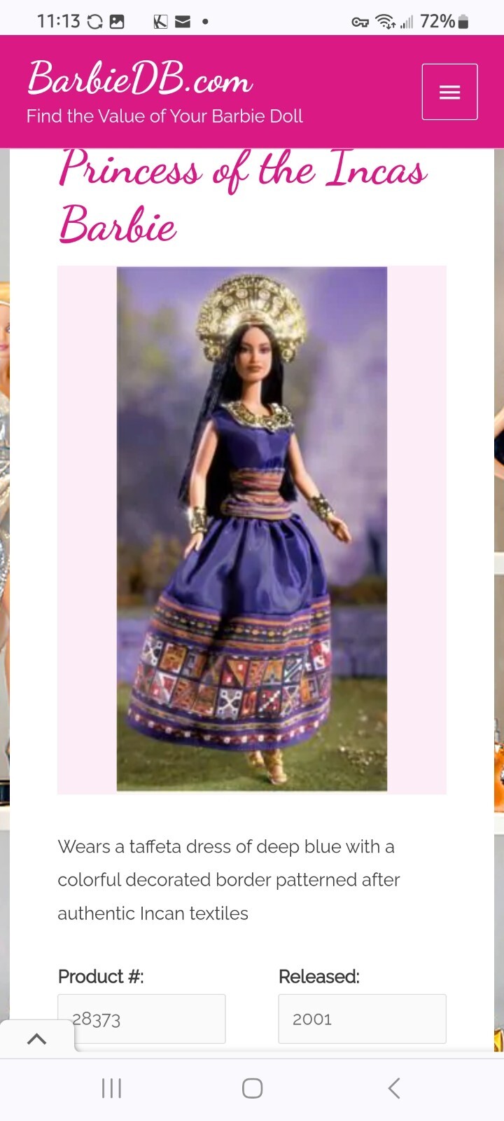 Barbie PRINCESS OF THE INCAS DOLLS OF THE WORLD THE PRINCESS COLLECTION