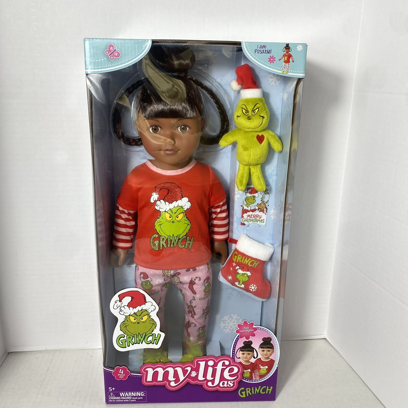My Life as Posable Grinch Sleepover 18” Doll Dark Brunette Hair Brown Eyes – New