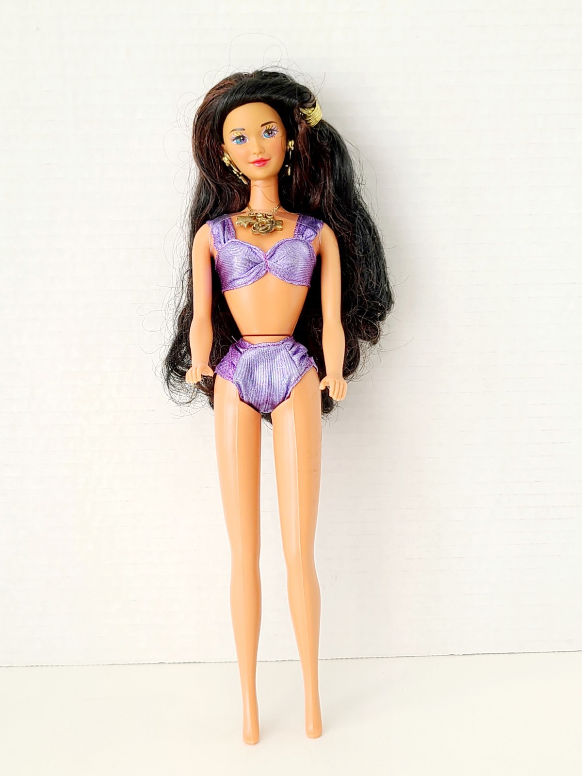 Vintage Barbie 1991 Sun Sensation Kira Doll Swimsuit Purple Jewelry EUC