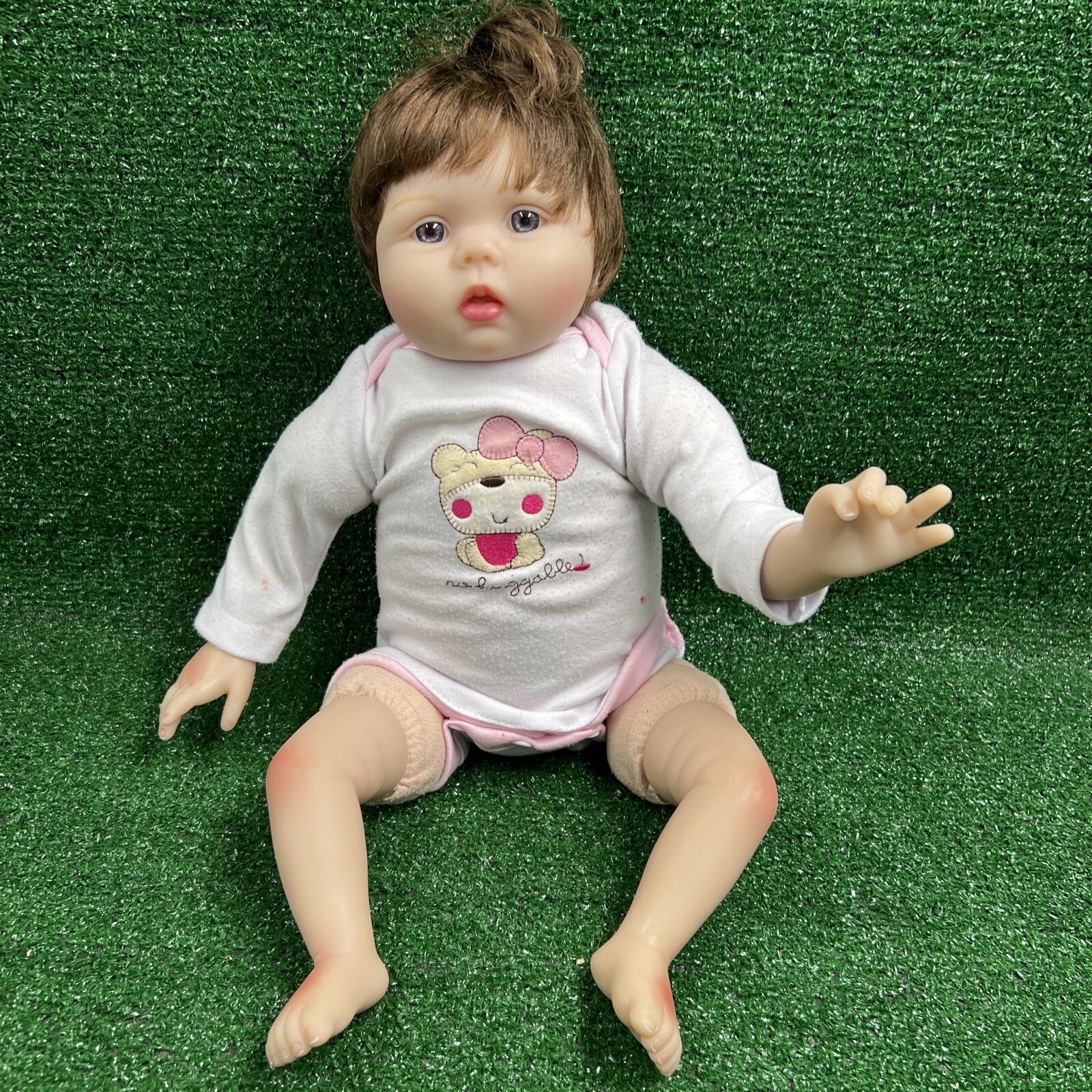 20” KAYDORA Lifelike Baby Doll Brown Hair Blue Eyes Reborn Style