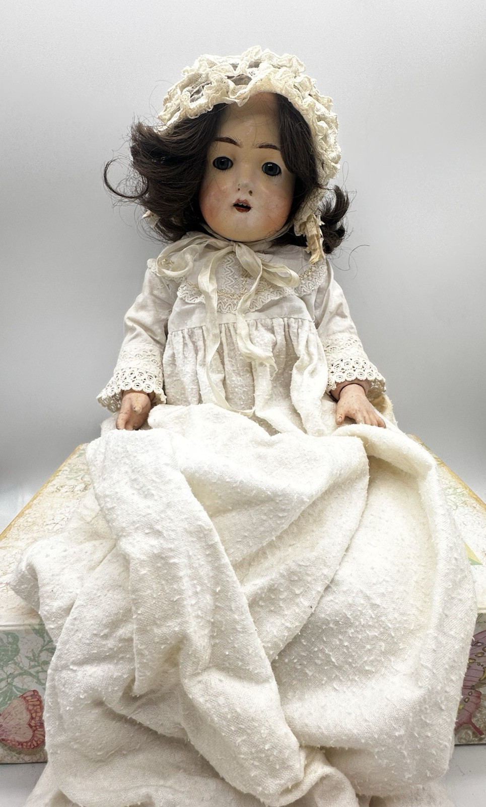 Vintage Composition Doll 16″ Open Mouth Teeth Glass Sleep Eyes PLEASE READ
