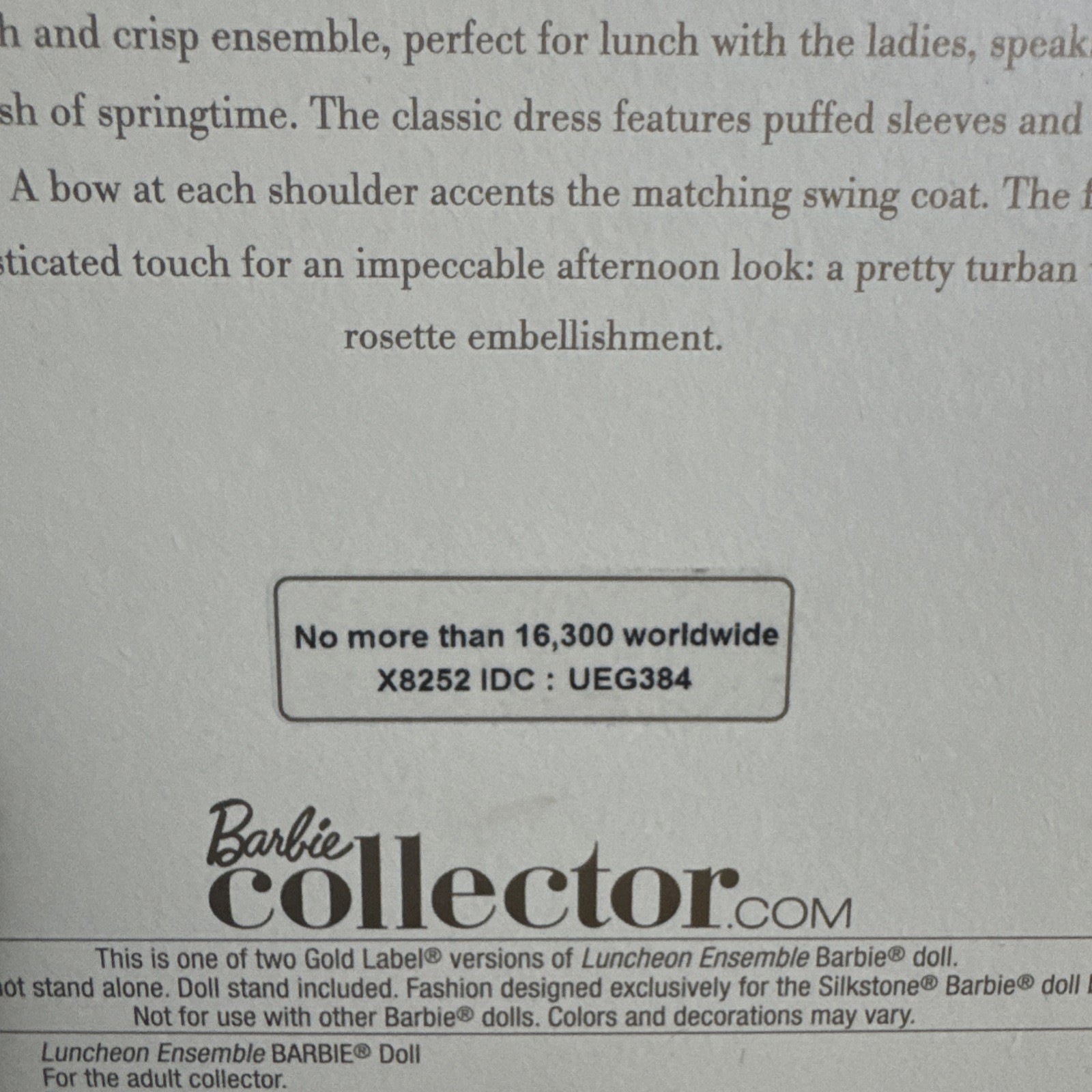 Barbie – Silkstone – Luncheon Ensemble – Fashion Model Collection (Mattel 2012)