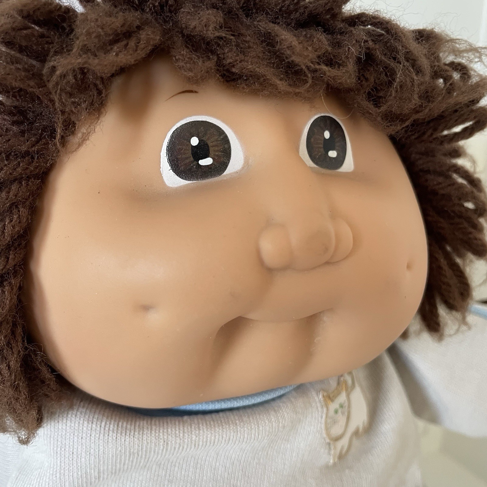 Cabbage Patch Kids Doll Gray Sweats Suit Cat Brown Hair Eyes Mold 2 Vintage 1984