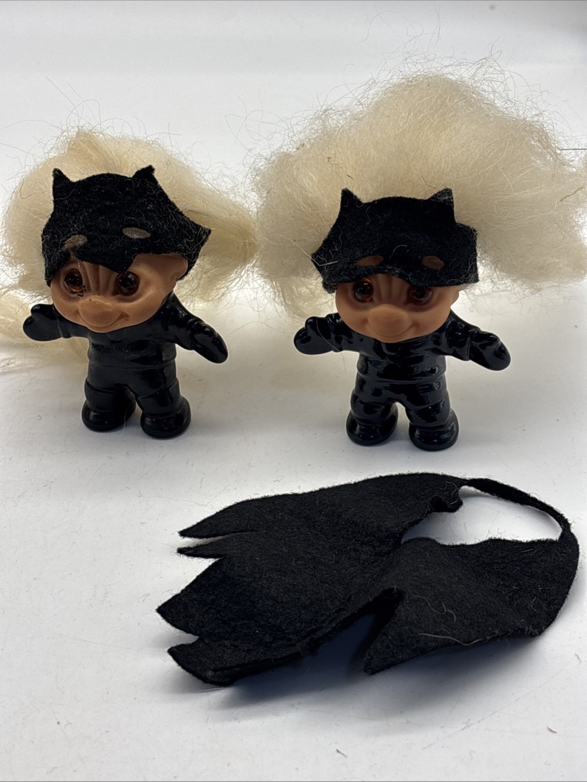 2- Rare Dam Things Troll Batman Figure With Mask and Cape 1964 Vtg 1 No Cape