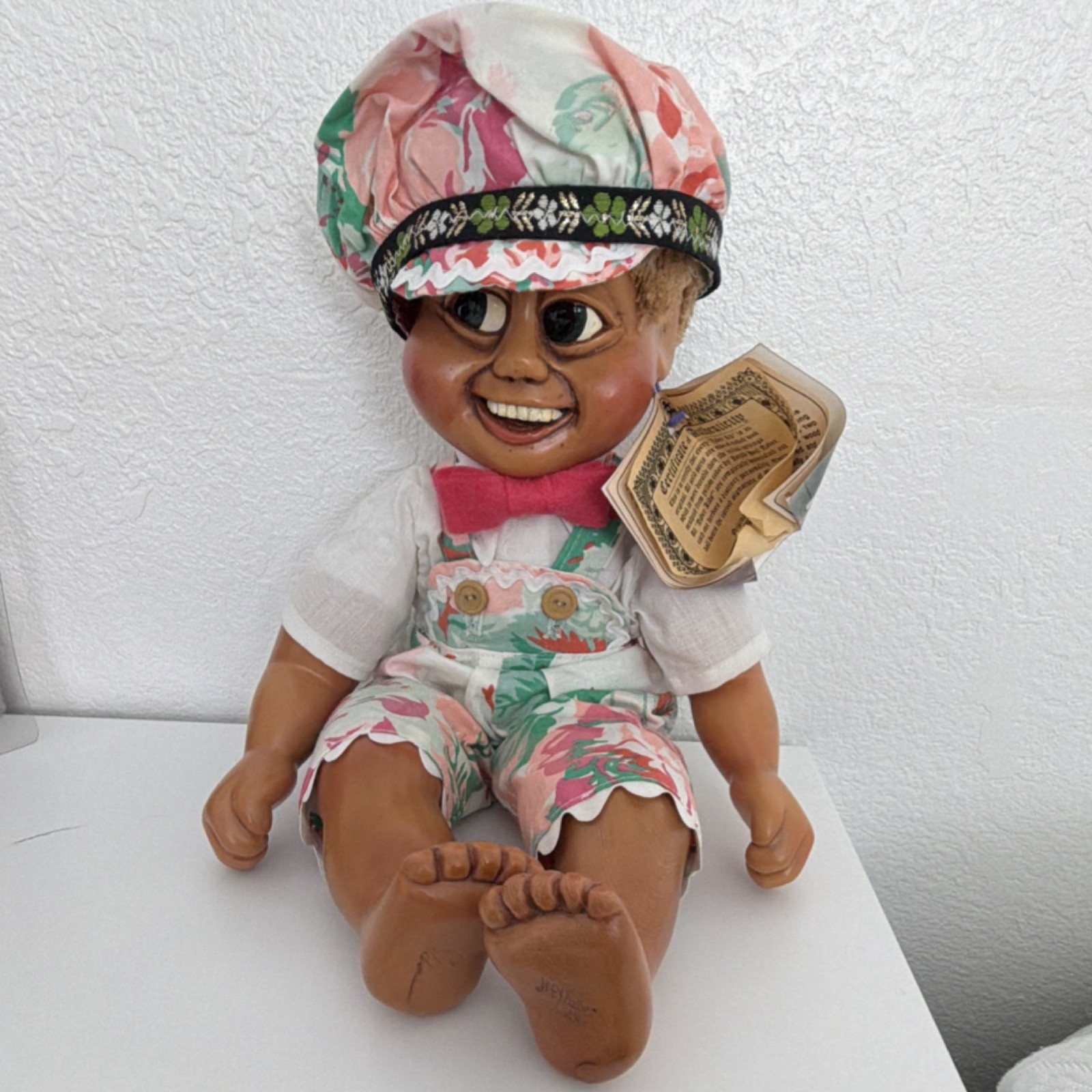 Naber J.P. Naber 1986 Signed African American Artist Doll 18in Blonde Curly Hair