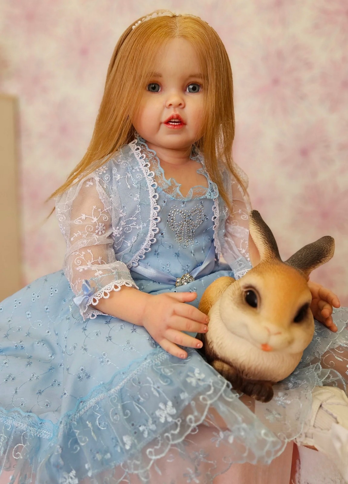 28″ Girl Reborn Baby Doll Realistic Toddler Hand-Rooted Blond Hair Lifelike Gift