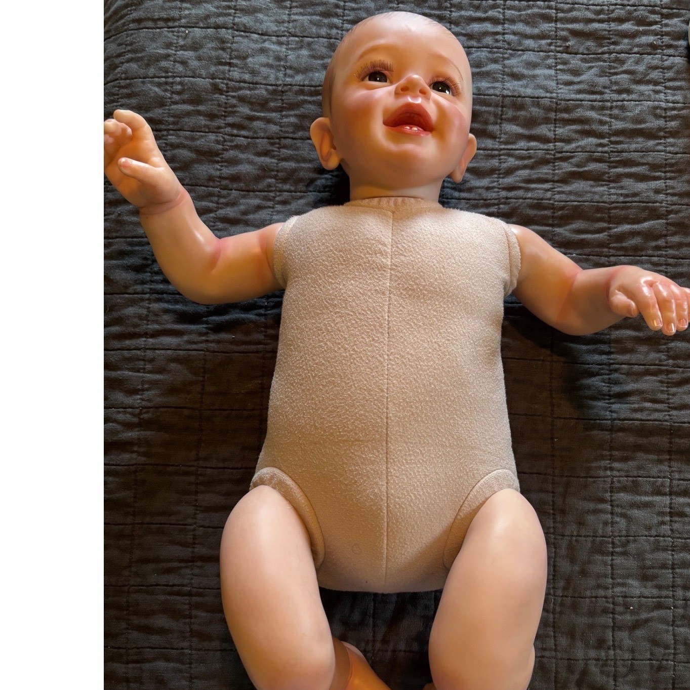 Realistic Reborn Baby Doll Weighted Cloth Body Smiling with Teeth Hand Painted