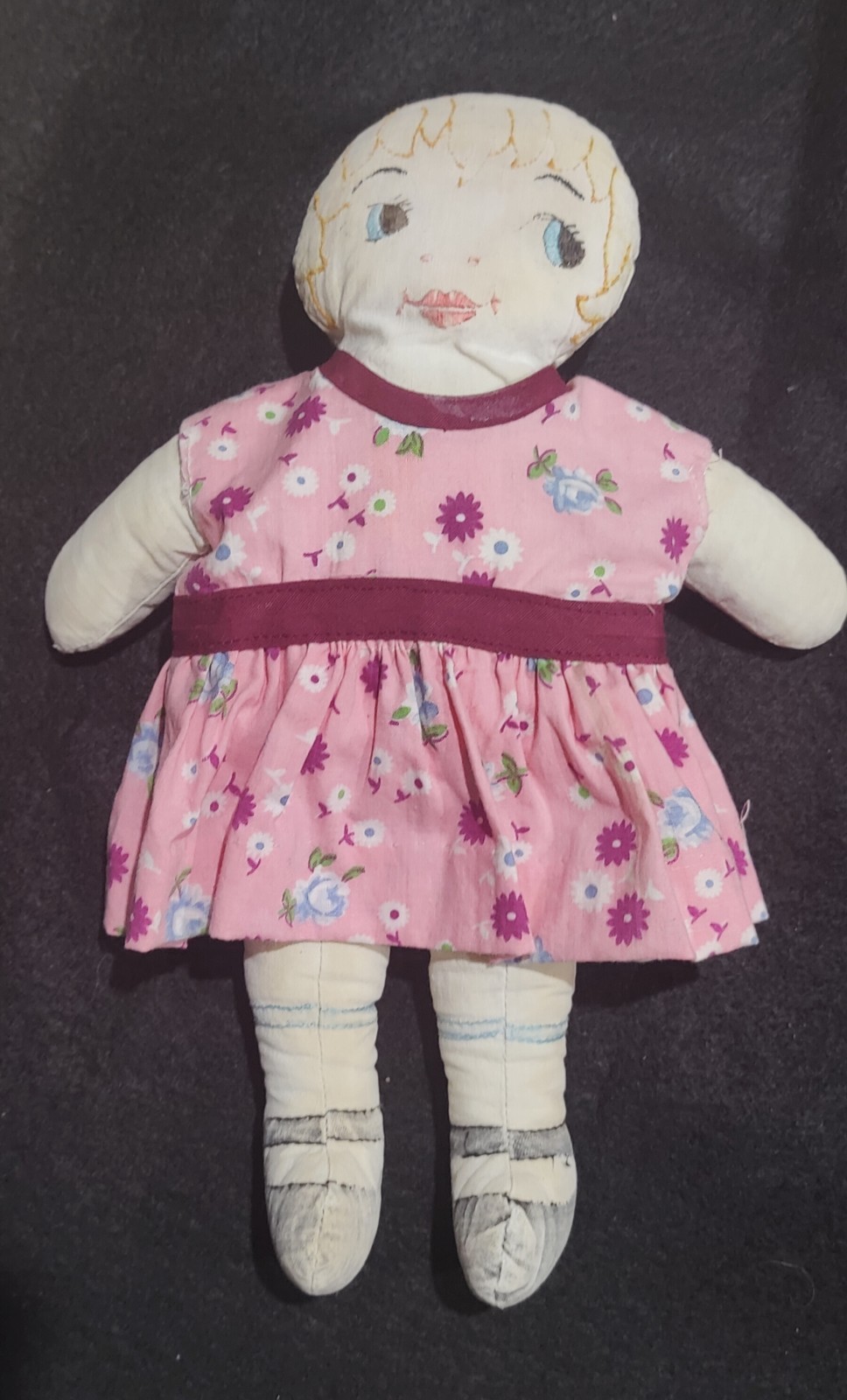 2X’s Vintage Dolls /Embroidered Face / All Fabric / Very Old / Rare Fine