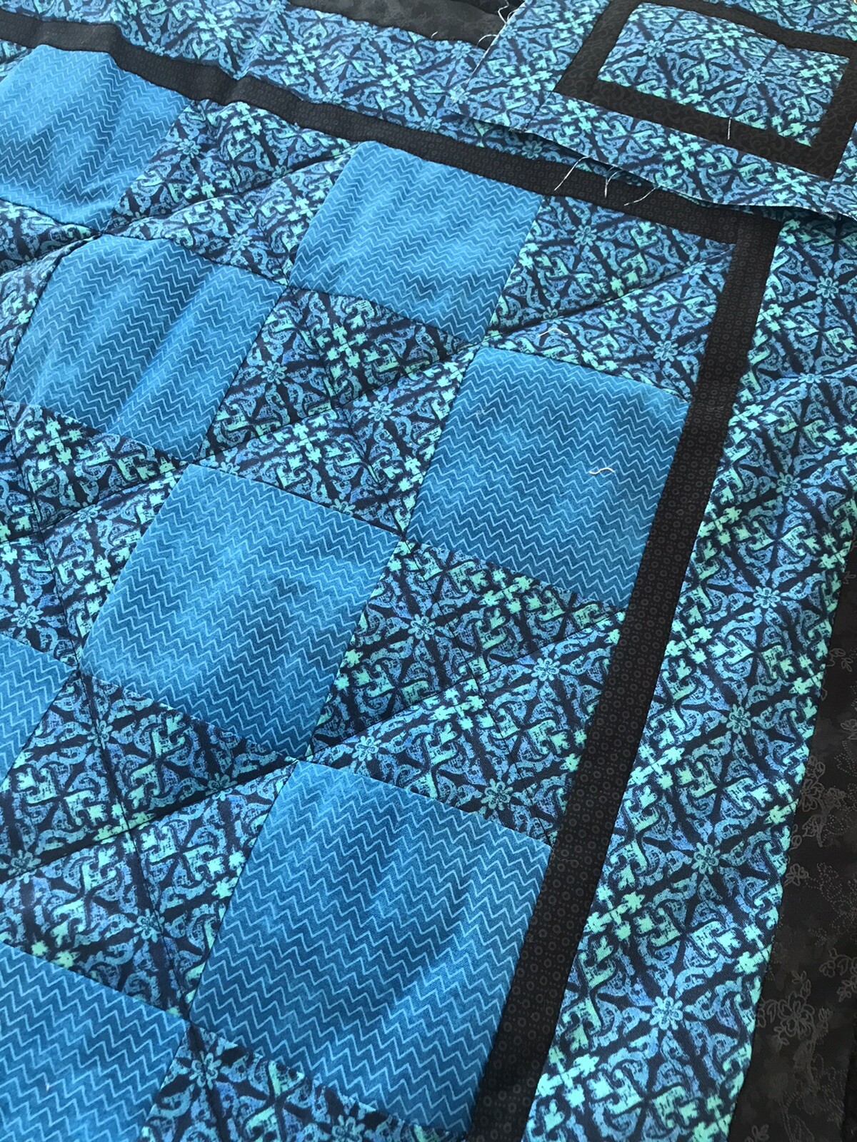Blue Lg. Patchwork Doll Quilt Set~Made For American Girl or Other 18” Pollys Rox