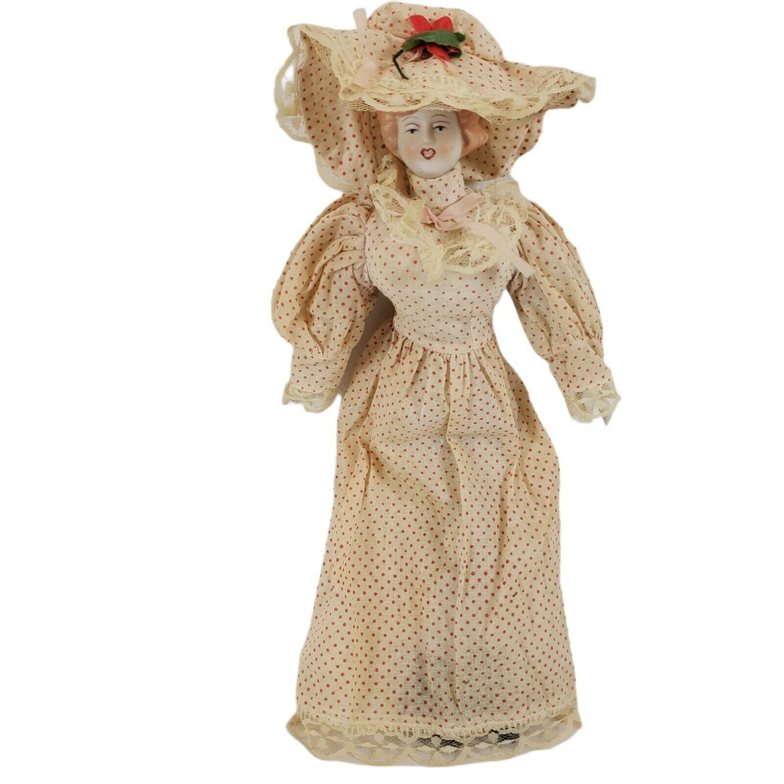 Vintage Gibson Girl 14″ Porcelain Doll Collectible Made in Taiwan Antique STAINS