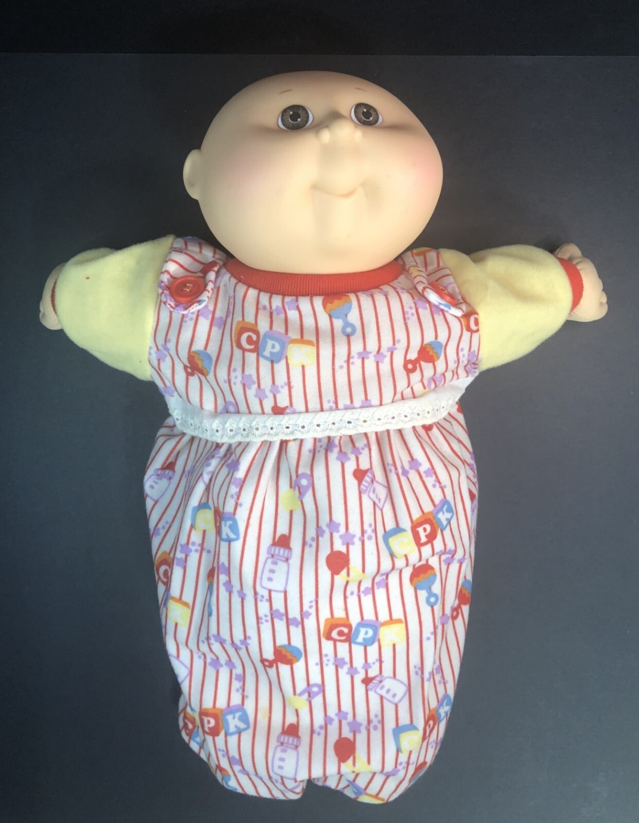 Cabbage Patch Kids 1990 First Edition Hasbro Baby Doll Bald Brown Eyes Free Ship