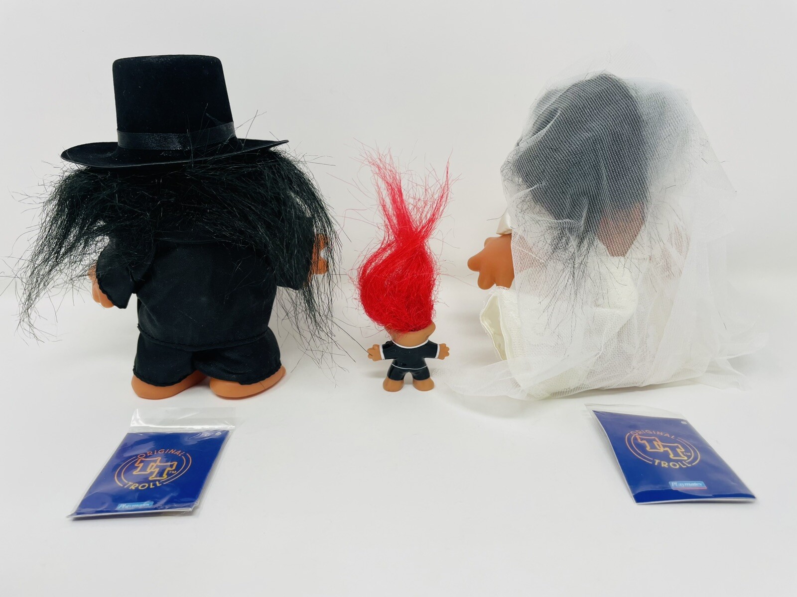 Playmates Totally Troll Dolls Bride & Groom W/Ringbearer King Azul & Queen Ruby