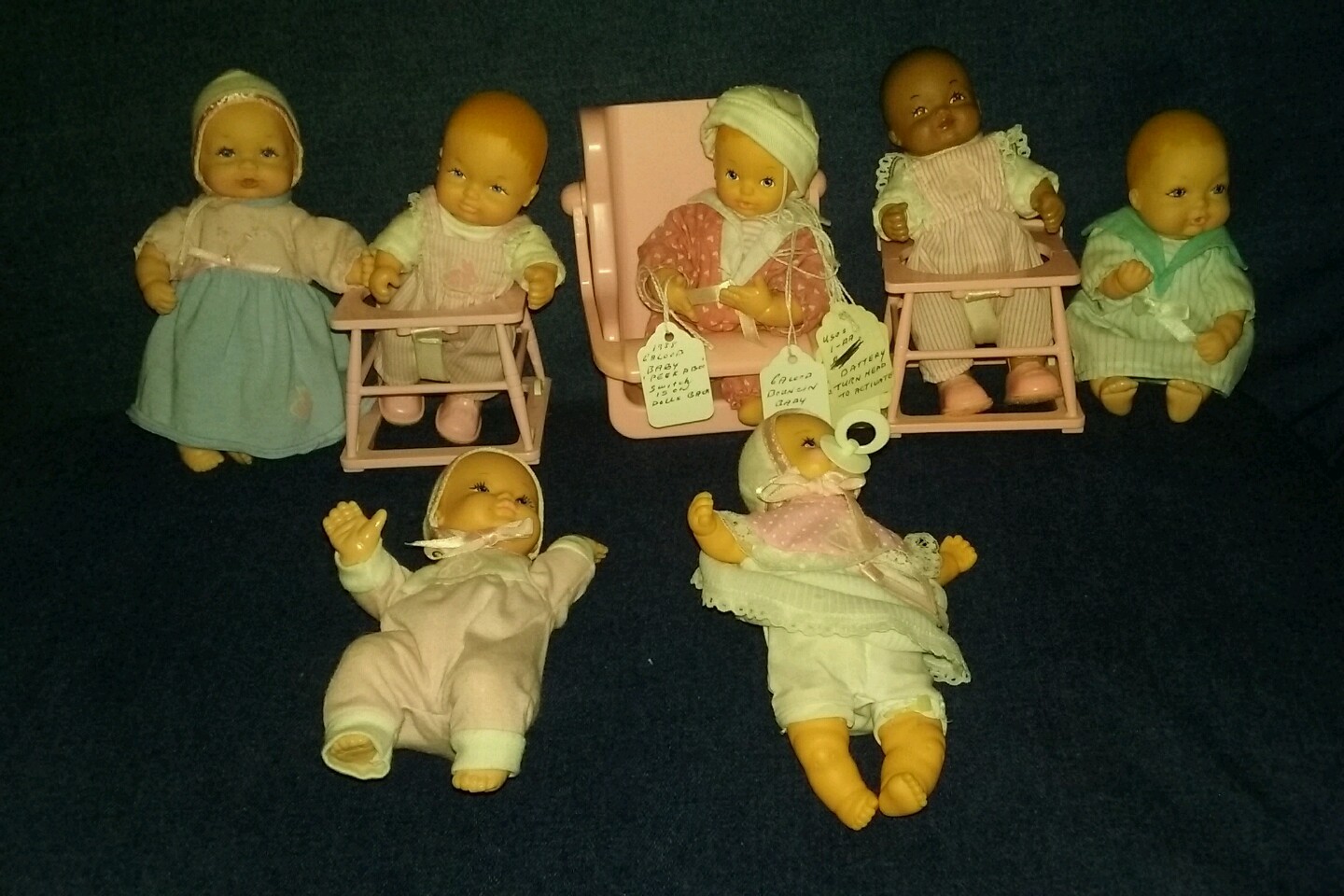 1988 Lewis Galoob Bouncin babies Baby Doll lot Walker high chair Walkin vintage