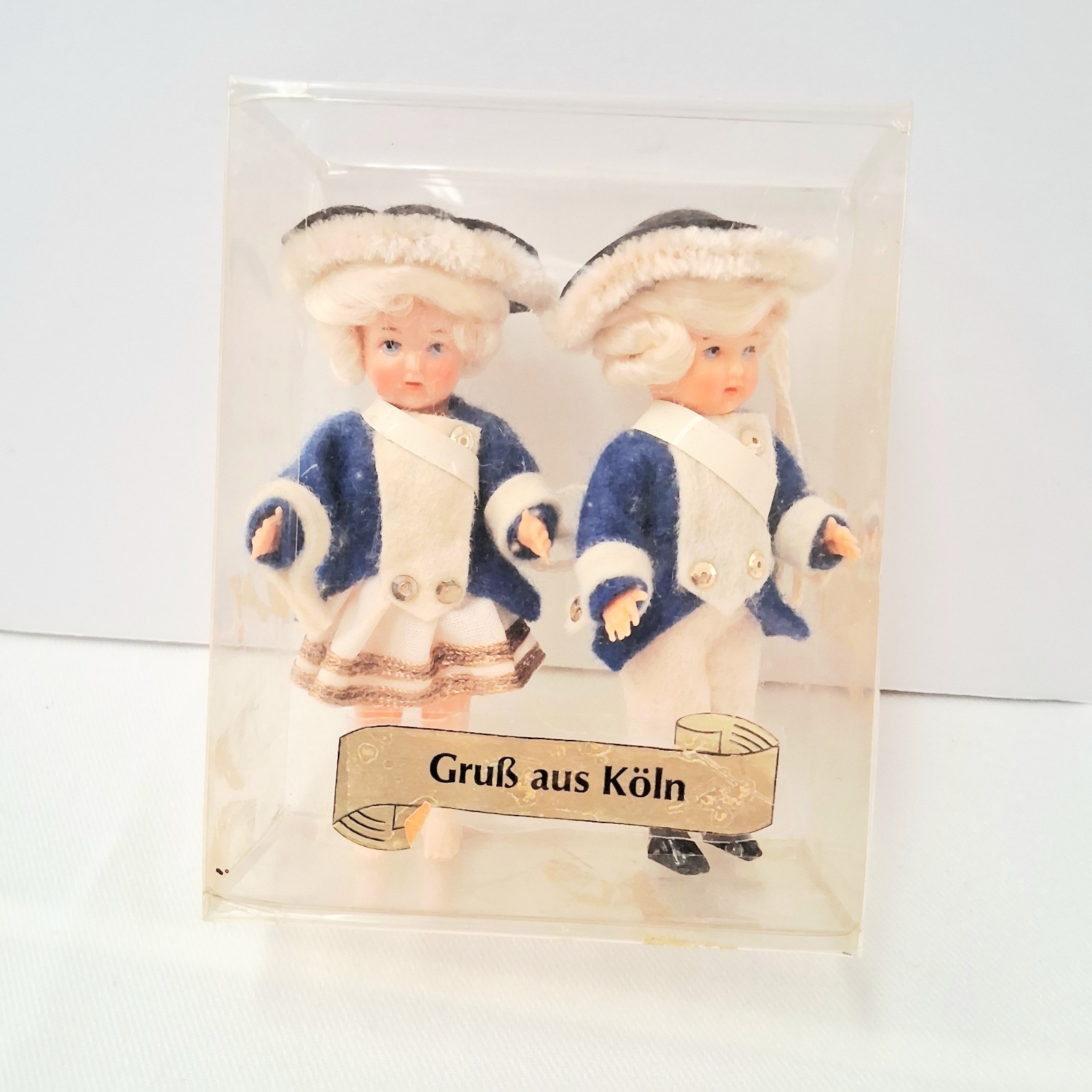 VTG German Souvenir Dolls Small Plastic Dressed In French Revolutionary Colors
