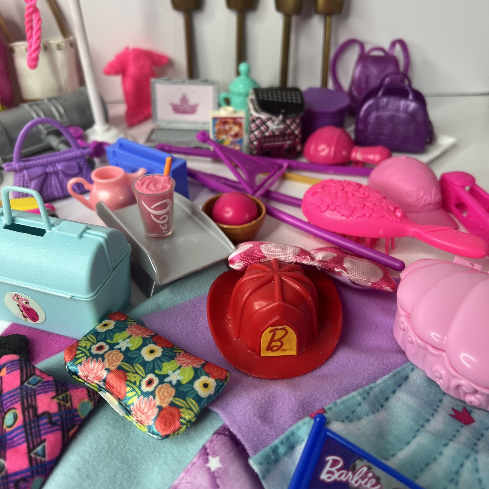 90 Pieces Barbie & Small Doll Assortment Of Accessories Toy Lot Junk Drawer Lot