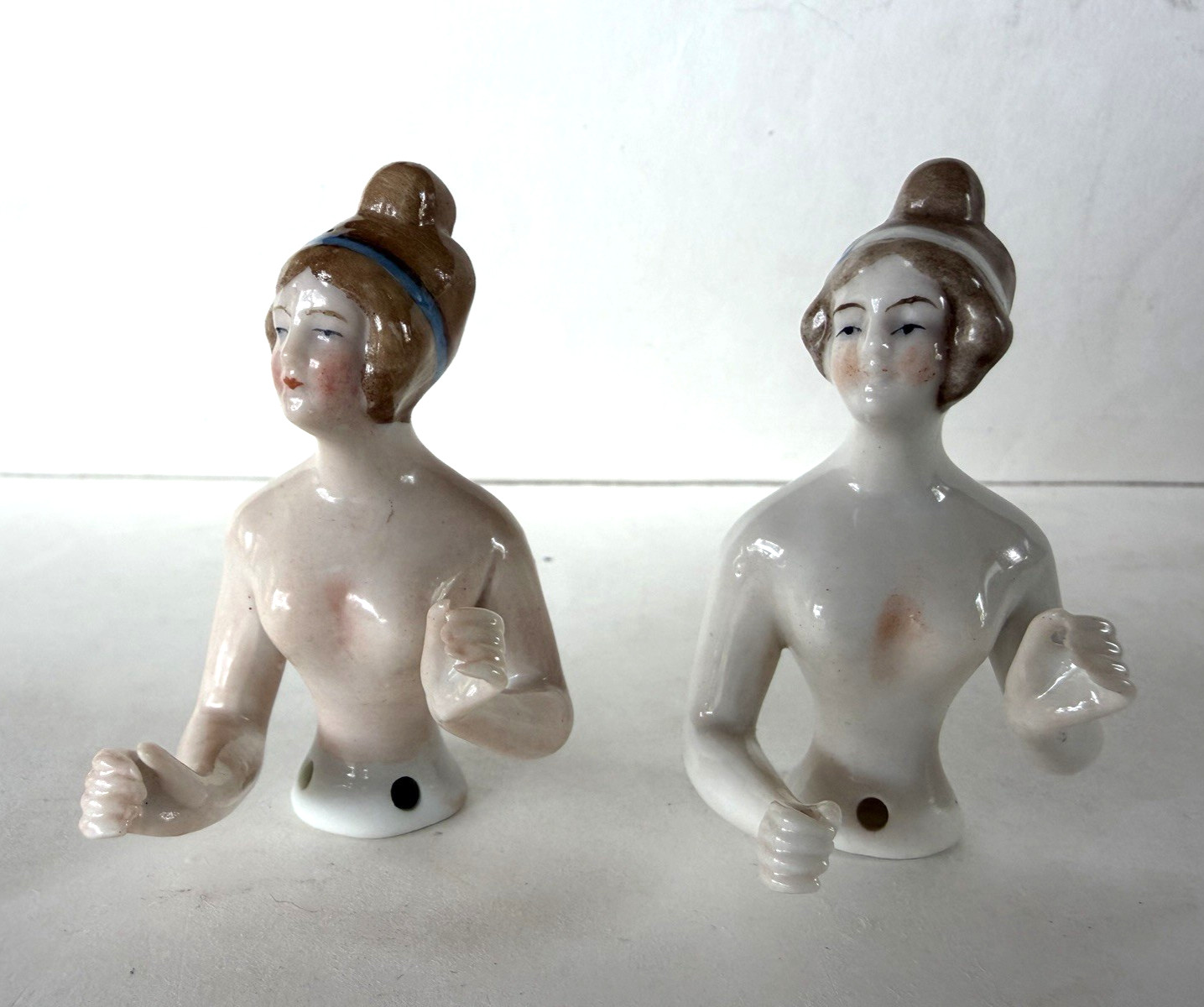 Choose From Porcelain Nude Half Dolls Arms Out 2.5″ Vintage Excellent (A)