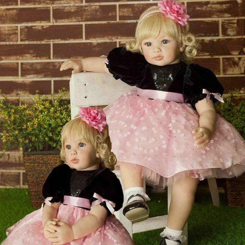 22″ Reborn Baby Dolls Girl Handmade Real Life Vinyl Silicone Newborn Doll Gift