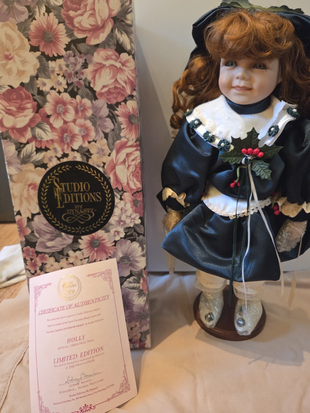 Vintage Studio Editions by Dynasty “Holly” 18″ Christmas Porcelain Doll
