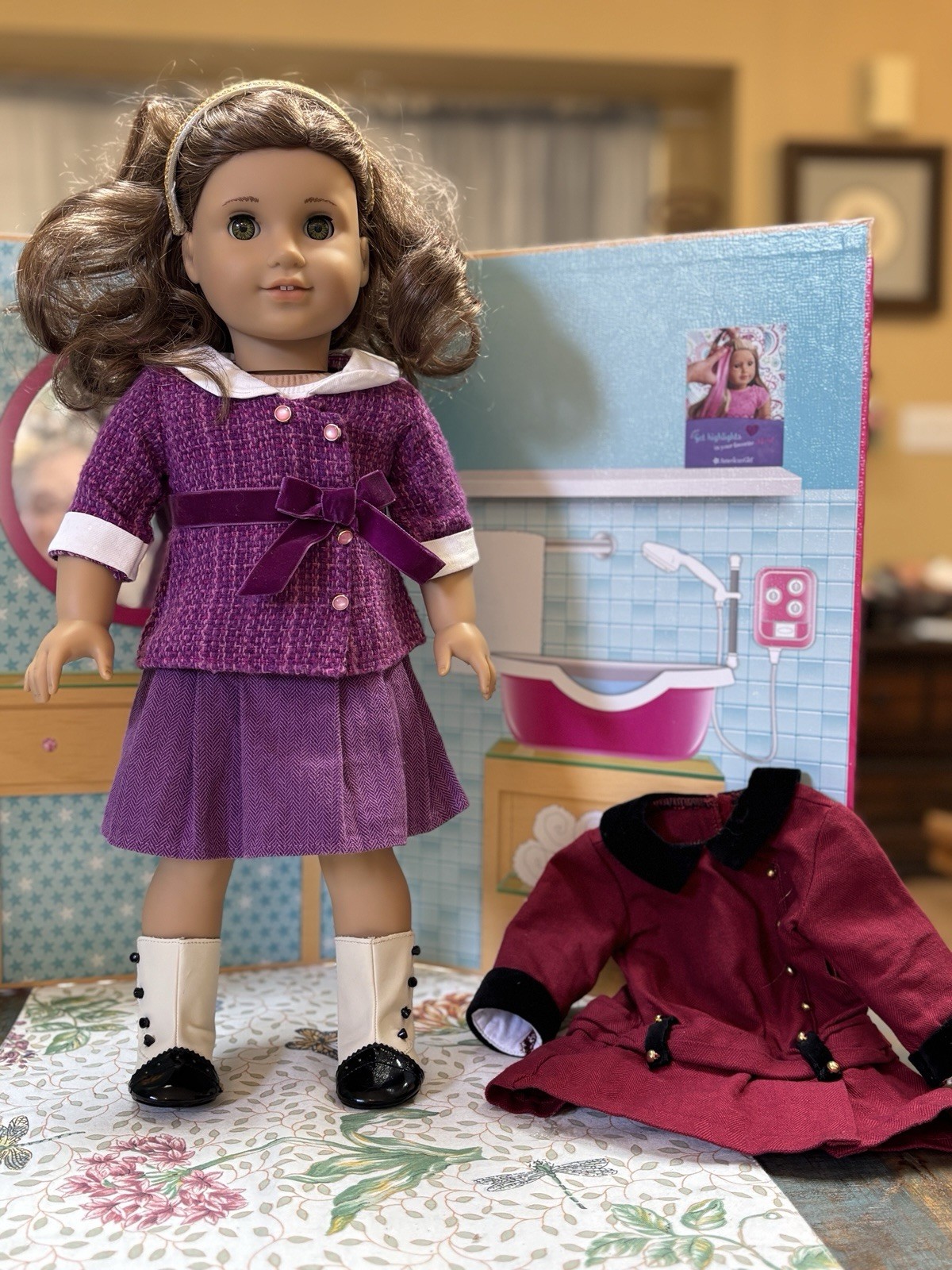 American Girl Doll Rebecca W/ BOTH Original First Ed Meet Dress & BeForever Meet